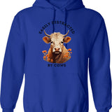 Easily Distracted By Cows Retro Design Hoodie - Blue