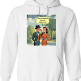 Eat Beans Not Beings Hoodie - Retro Graphic Pullover Hoodie for Men & Women - White
