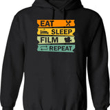 Eat Sleep Braap Repeat Funny Snowmobile Vintage Snowmobiling Hoodie - Black