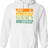 Eat Sleep Braap Repeat Funny Snowmobile Vintage Snowmobiling Hoodie - White