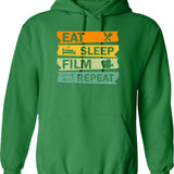 Eat Sleep Braap Repeat Funny Snowmobile Vintage Snowmobiling Hoodie - Green