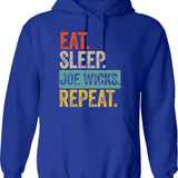Eat Sleep Film Repeat Funny Film Quote Film Buff Movie Buff Gift Idea Hoodie - Blue