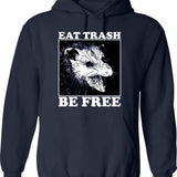 Eat The Rich Hoodie - Retro Graphic Pullover Hoodie for Men & Women - Navy