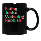 Eating Junk and Watching Rubbish Home Alone Xmas Black Coffee Mug, Gift Coffee Mug - Black