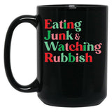 Eating Junk and Watching Rubbish Home Alone Xmas Black Coffee Mug, Gift Coffee Mug - Black