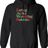 Eating Junk and Watching Rubbish Home Alone Xmas Graphic Pullover Hoodie - Black