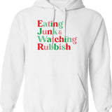 Eating Junk and Watching Rubbish Home Alone Xmas Graphic Pullover Hoodie - White