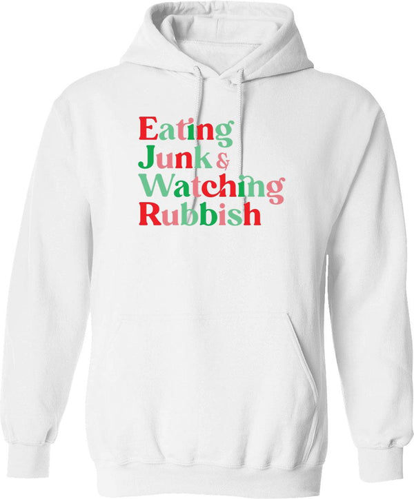 Eating Junk and Watching Rubbish Home Alone Xmas Graphic Pullover Hoodie - White