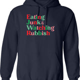Eating Junk and Watching Rubbish Home Alone Xmas Graphic Pullover Hoodie - Navy