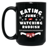 Eating Junk and Watching Rubbish Black Coffee Mug, Gift Coffee Mug - Black