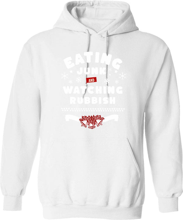 Eating Junk and Watching Rubbish Graphic Pullover Hoodie - White