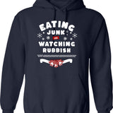 Eating Junk and Watching Rubbish Graphic Pullover Hoodie - Navy