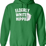 Elderly White Hippie Hoodie - Retro Graphic Pullover Hoodie for Men & Women - Green