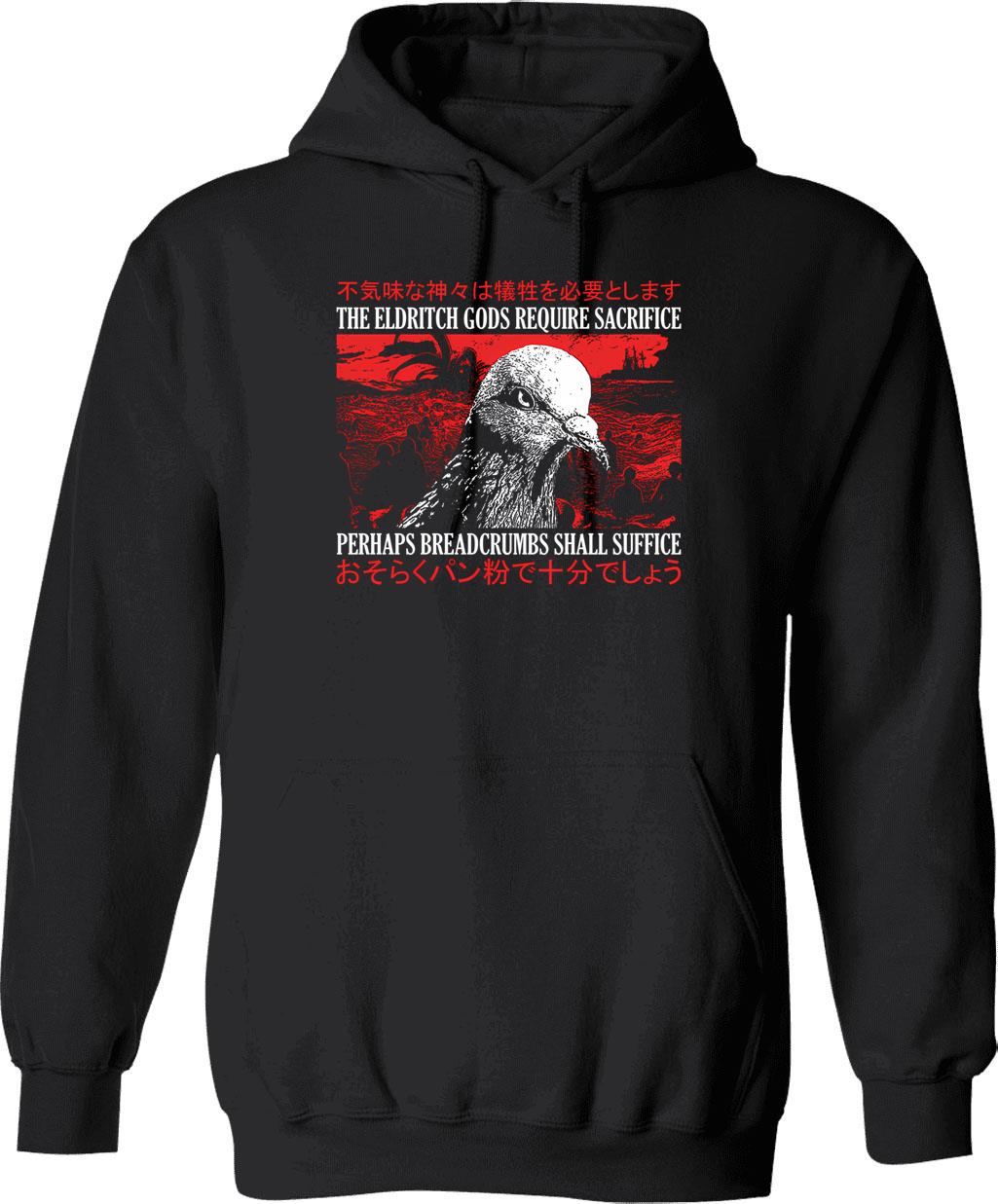 Elderly White Hippie (2) Hoodie - Retro Graphic Pullover Hoodie for Men & Women - Black