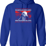 Elderly White Hippie (2) Hoodie - Retro Graphic Pullover Hoodie for Men & Women - Blue