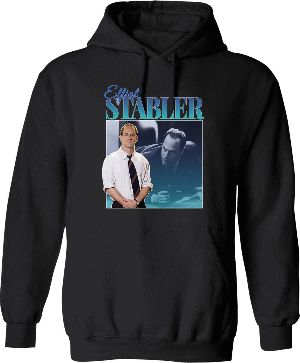 Elliot Stabler 90S Inspired Vintage Homage Graphic Pullover Hoodie - Black