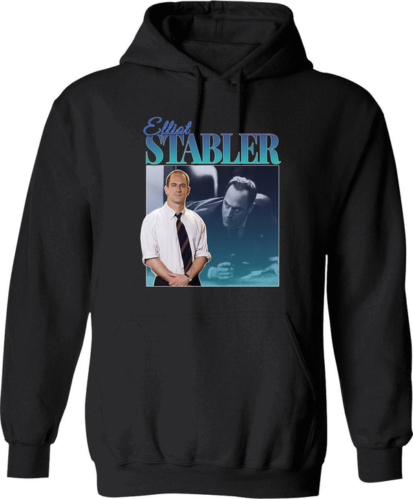 Elliot Stabler 90S Inspired Vintage Homage Graphic Pullover Hoodie - Black