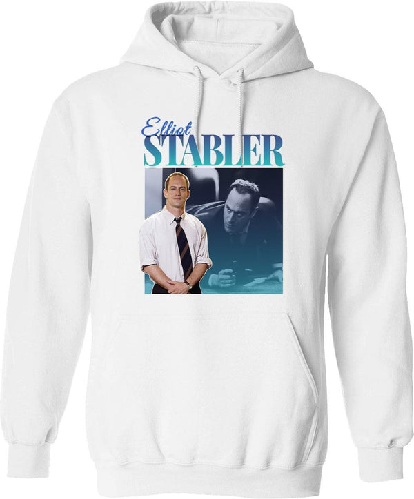 Elliot Stabler 90S Inspired Vintage Homage Graphic Pullover Hoodie - White