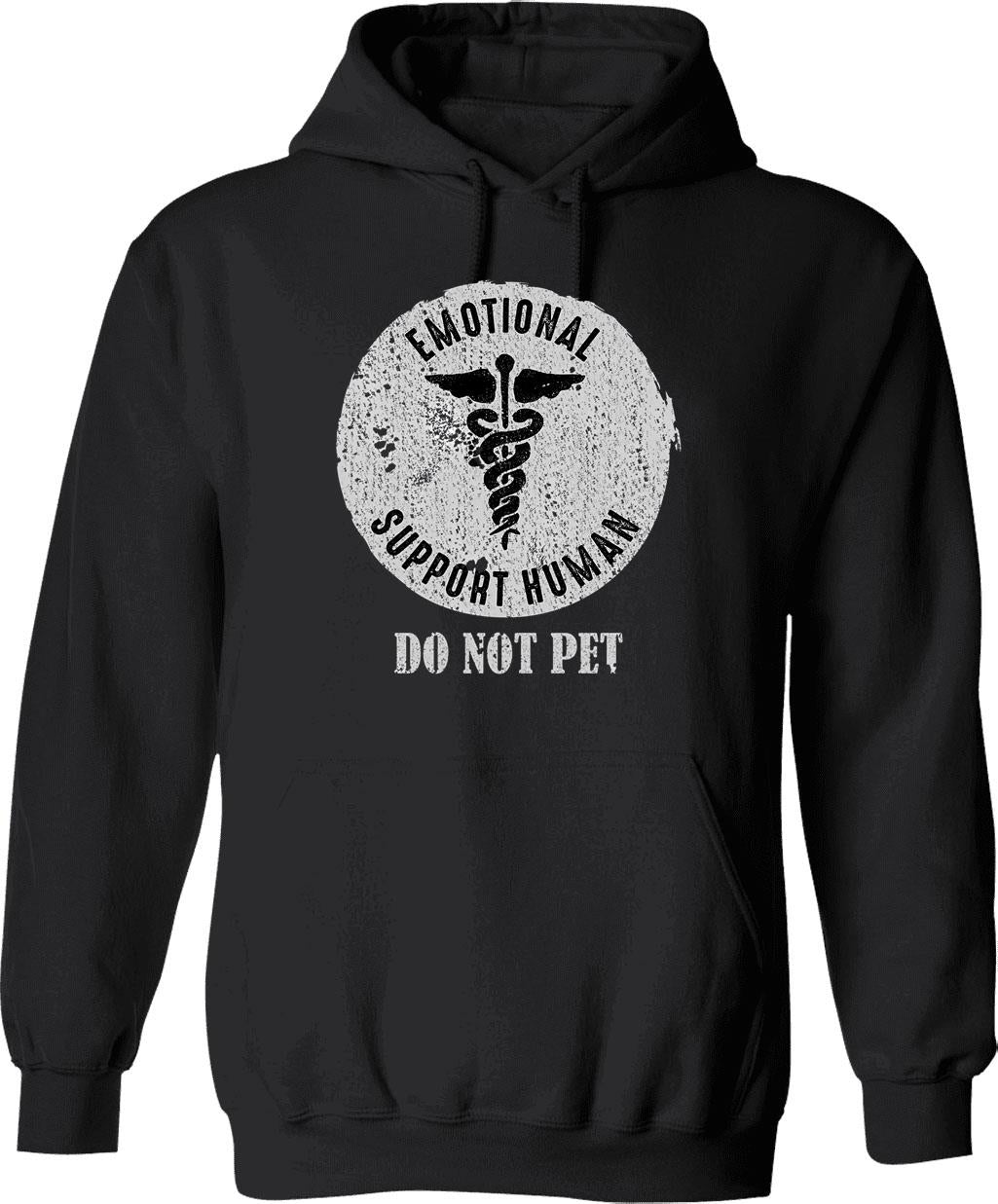 Emotional Support Animal Hoodie - Retro Graphic Pullover Hoodie for Men & Women - Black