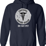 Emotional Support Animal Hoodie - Retro Graphic Pullover Hoodie for Men & Women - Navy