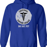 Emotional Support Animal Hoodie - Retro Graphic Pullover Hoodie for Men & Women - Blue