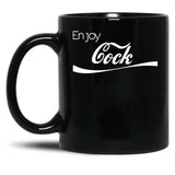 Enjoy Cock Funny Parody Essential Black Coffee Mug, Gift Coffee Mug