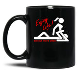 Enjoy Life Eat Out More Often Black Coffee Mug, Gift Coffee Mug