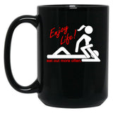 Enjoy Life Eat Out More Often Black Coffee Mug, Gift Coffee Mug - Black