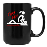 Enjoy Life Eat Out More Often Black Coffee Mug, Gift Coffee Mug
