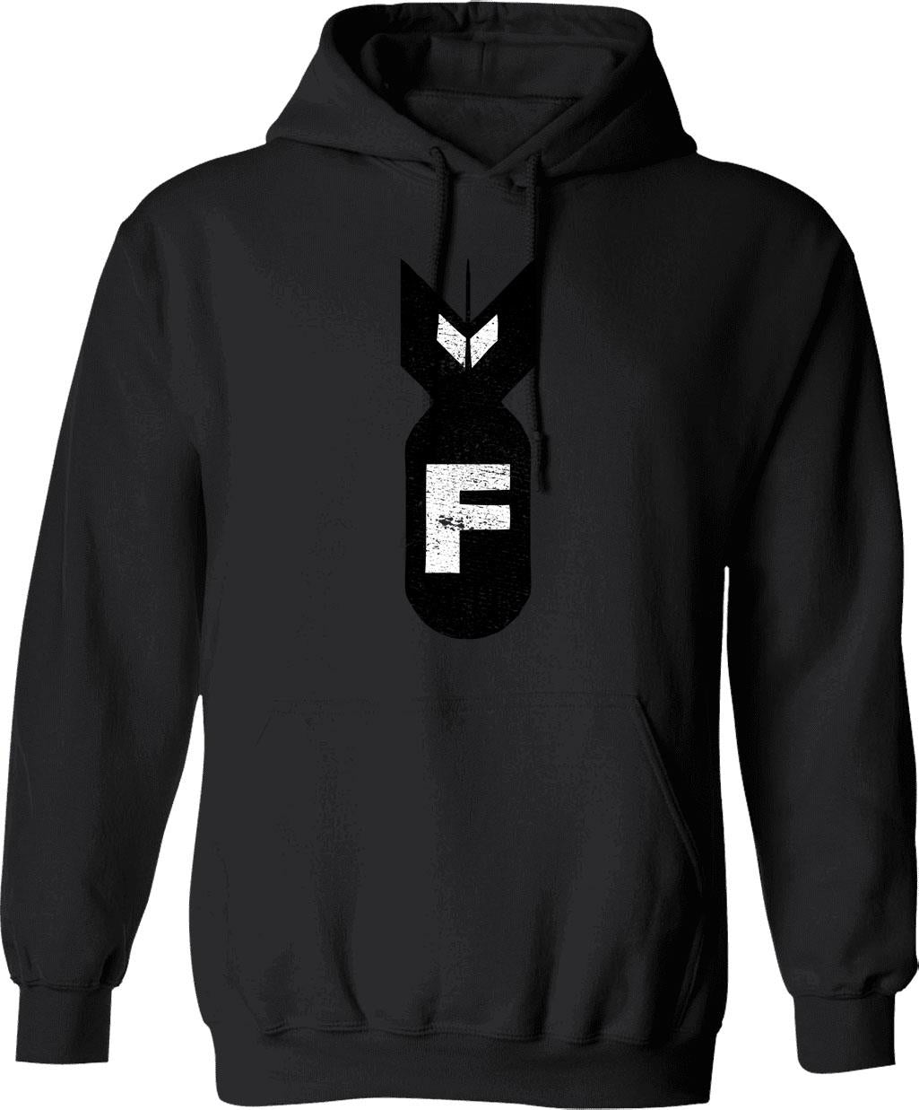 F Bomb (distressed Design) Hoodie - Retro Graphic Pullover Hoodie for Men & Women - Black