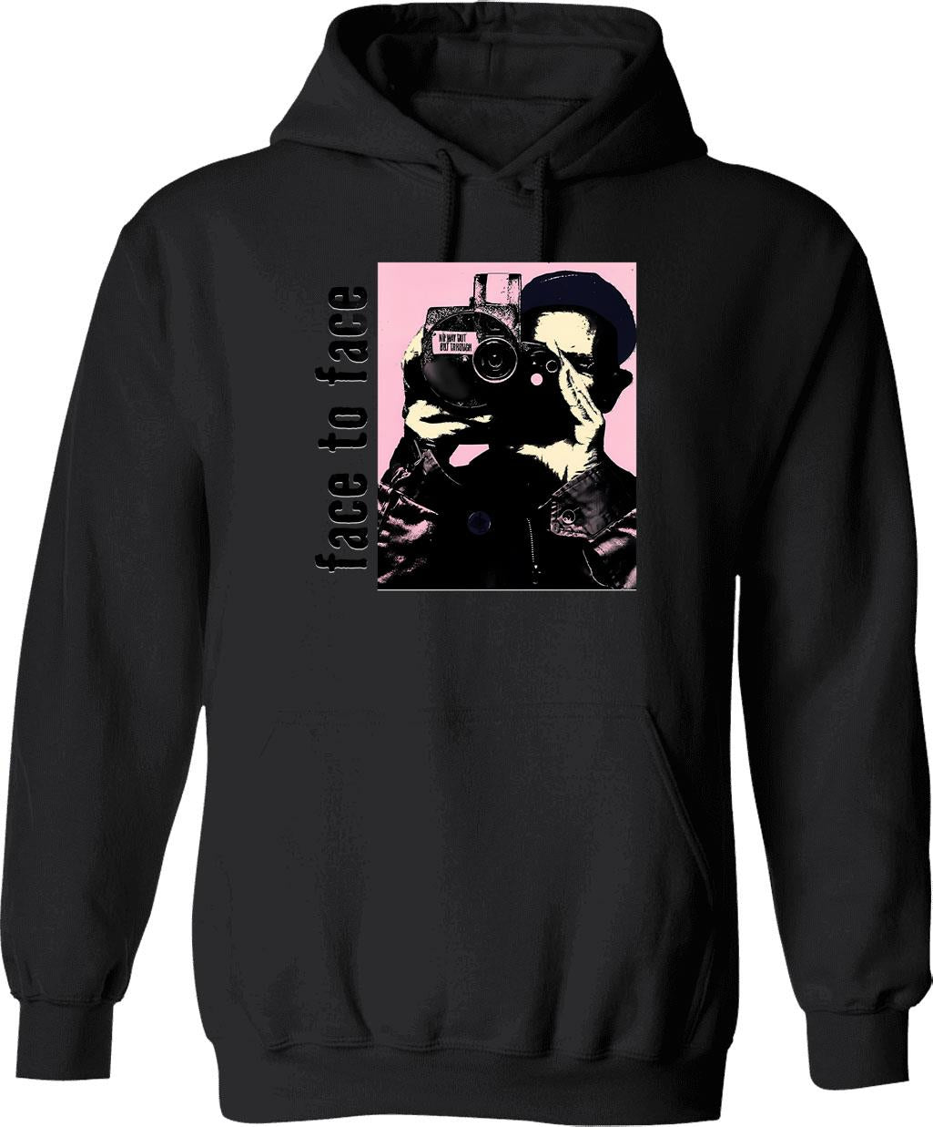 _face To Face Designrock Band Hoodie - Retro Graphic Pullover Hoodie for Men & Women - Black