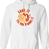 Fake It Flowers (1) Hoodie - Retro Graphic Pullover Hoodie for Men & Women - White