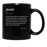 Family Don't End in Blood Black Coffee Mug, Gift Coffee Mug - Black