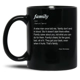 Family Don't End in Blood Black Coffee Mug, Gift Coffee Mug