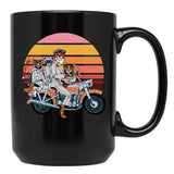Fantastic Mr. Fox And Family On A Motorbike Black Coffee Mug, Gift Coffee Mug