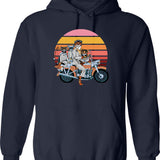 Fantastic Mr. Fox And Family On A Motorbike Graphic Pullover Hoodie - Navy