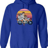 Fantastic Mr. Fox And Family On A Motorbike Graphic Pullover Hoodie - Blue