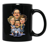 Fawlty Arts Towers Tv Series Characters Funny Design Black Coffee Mug, Gift Coffee Mug - Black