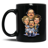 Fawlty Arts Towers Tv Series Characters Funny Design Black Coffee Mug, Gift Coffee Mug