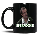 Fawlty Towers Sppppoons Black Coffee Mug, Gift Coffee Mug