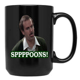 Fawlty Towers Sppppoons Black Coffee Mug, Gift Coffee Mug