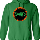 Fish Upon A Star Hoodie - Retro Graphic Pullover Hoodie for Men & Women - Green