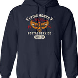 Flying Monkey Postal Service Hoodie - Retro Graphic Pullover Hoodie for Men & Women - Navy
