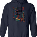 Forbidden Knowledge With Banned Books Hoodie - Retro Graphic Pullover Hoodie for Men & Women - Navy
