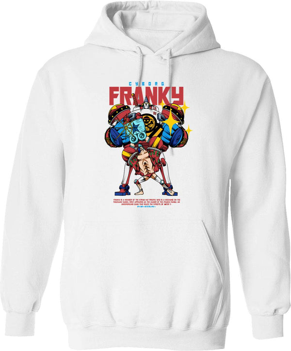 Franky One Piece Graphic Pullover Hoodie - White