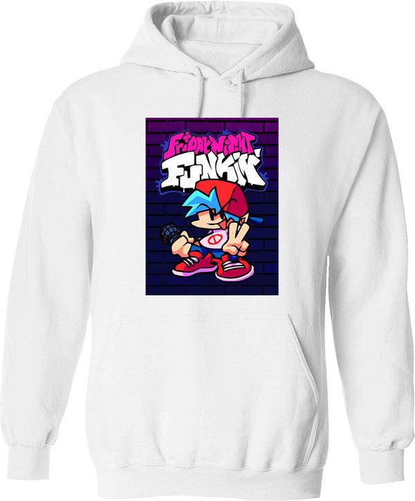 Friday Night Funkin Boyfriend Classic T-Hoodie For Fans For Men And Women Graphic Pullover Hoodie - White