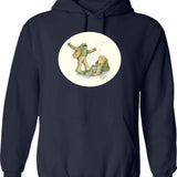 Frog And Toad (1) Hoodie - Retro Graphic Pullover Hoodie for Men & Women - Navy