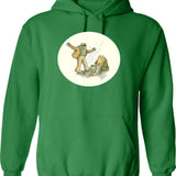 Frog And Toad (1) Hoodie - Retro Graphic Pullover Hoodie for Men & Women - Green