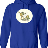 Frog And Toad (1) Hoodie - Retro Graphic Pullover Hoodie for Men & Women - Blue