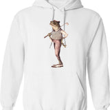 Frog Playing Violin While Riding A Snail Medieval Renaissance Hoodie - White